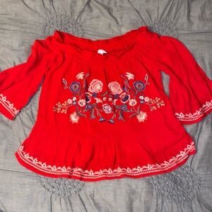 Xhilaration red floral embroidered flowy too small